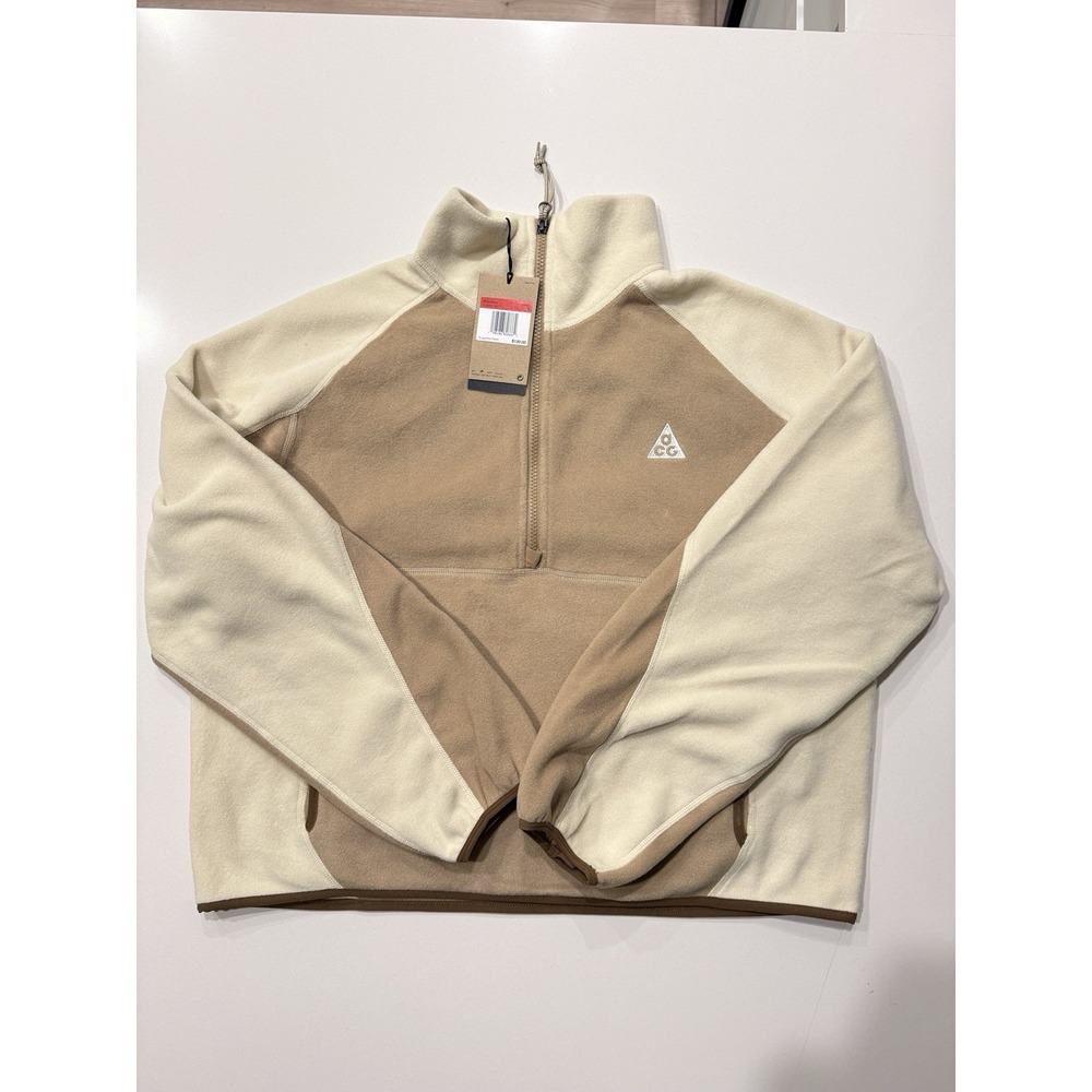 Nike ACG Wolf Tree Half Zip Fleece Top Parachute Beige HJ0237-297 Womens L